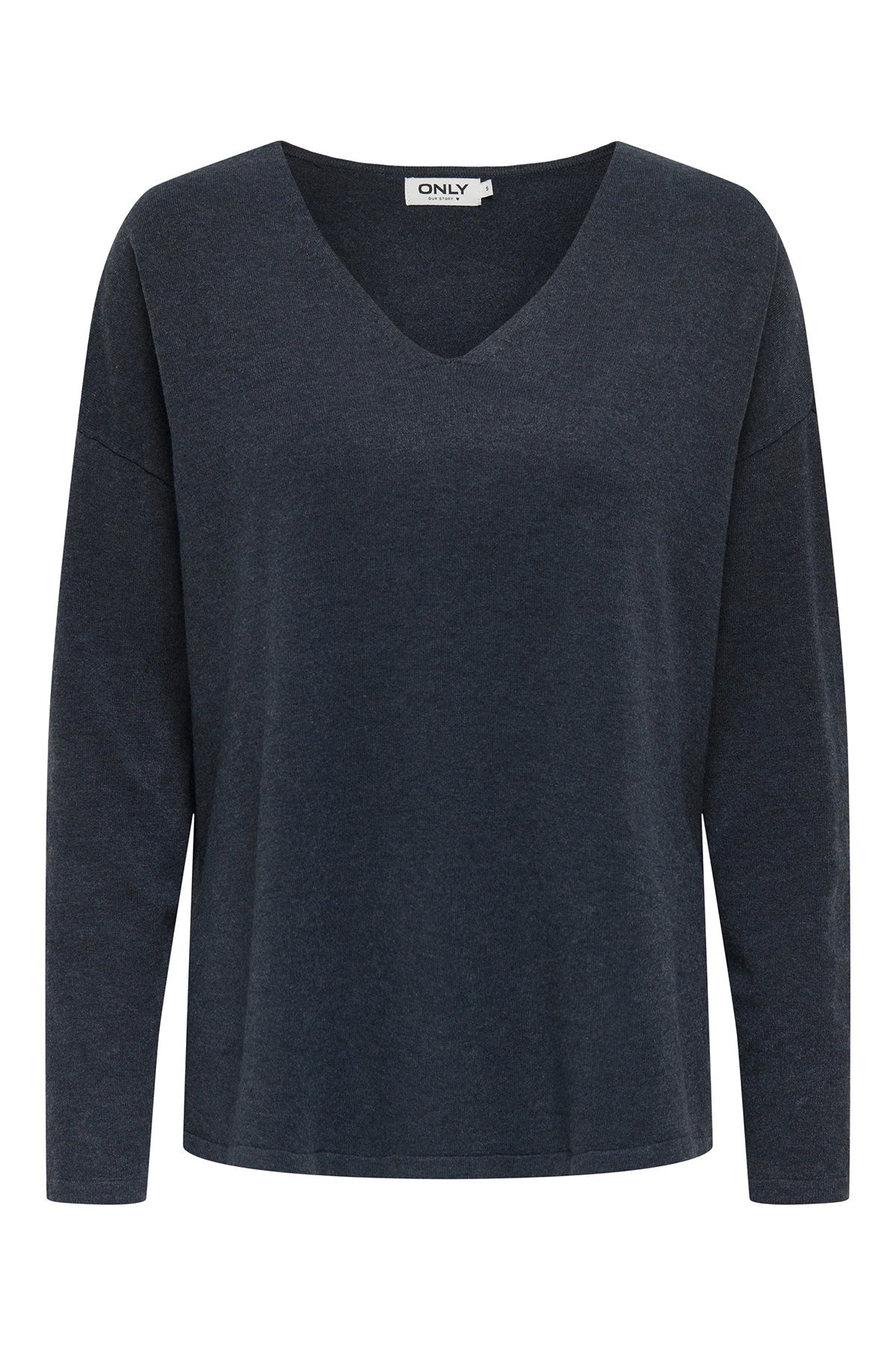 Only Kadın Onlamalıo Oversize V Yaka Örme Kazak 15340735 Lacivert - 2