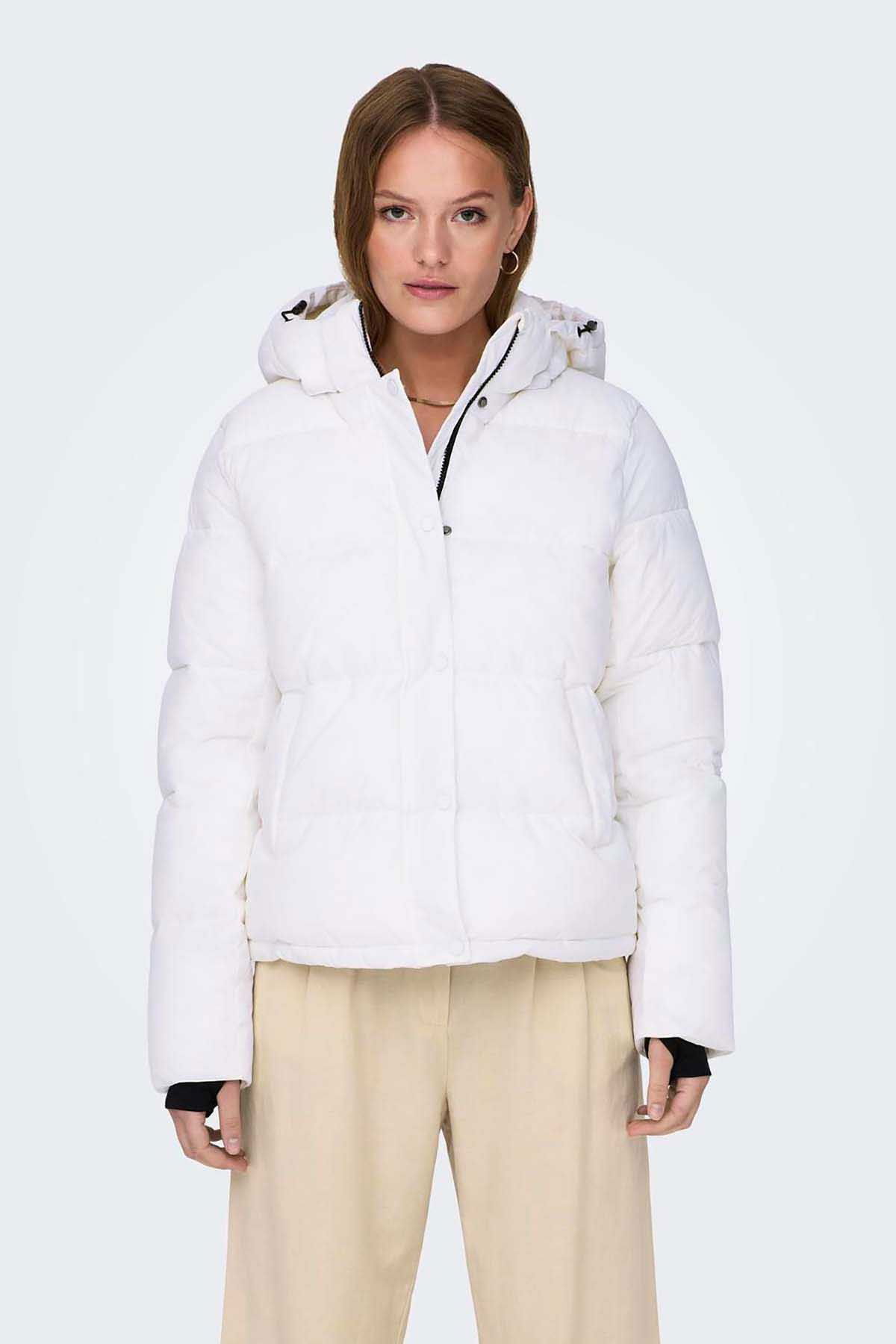 Only Kadın Onlann Kapüşonlu Mont 15287909 Beyaz - 3
