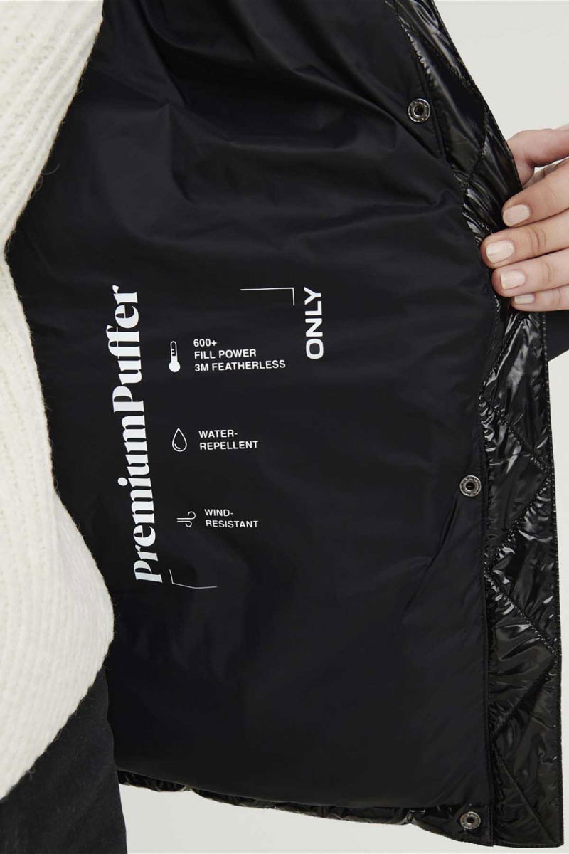 Only Kadın Onlannlouis Kapüşonlu Şişme Mont 15287919 Siyah - 6