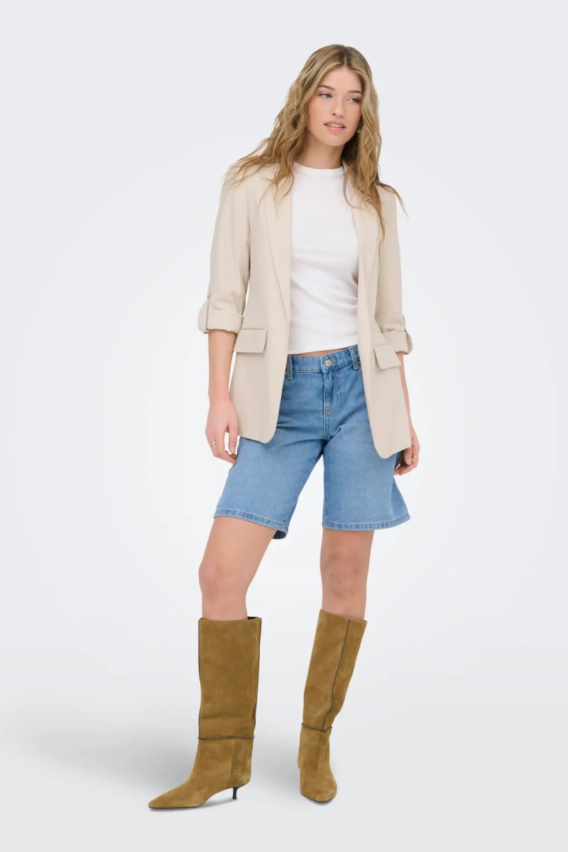 Only Kadın Onlarıs Rahat Kalıp Kolu Katlanabilir Blazer Ceket 15310839 Taş - 3