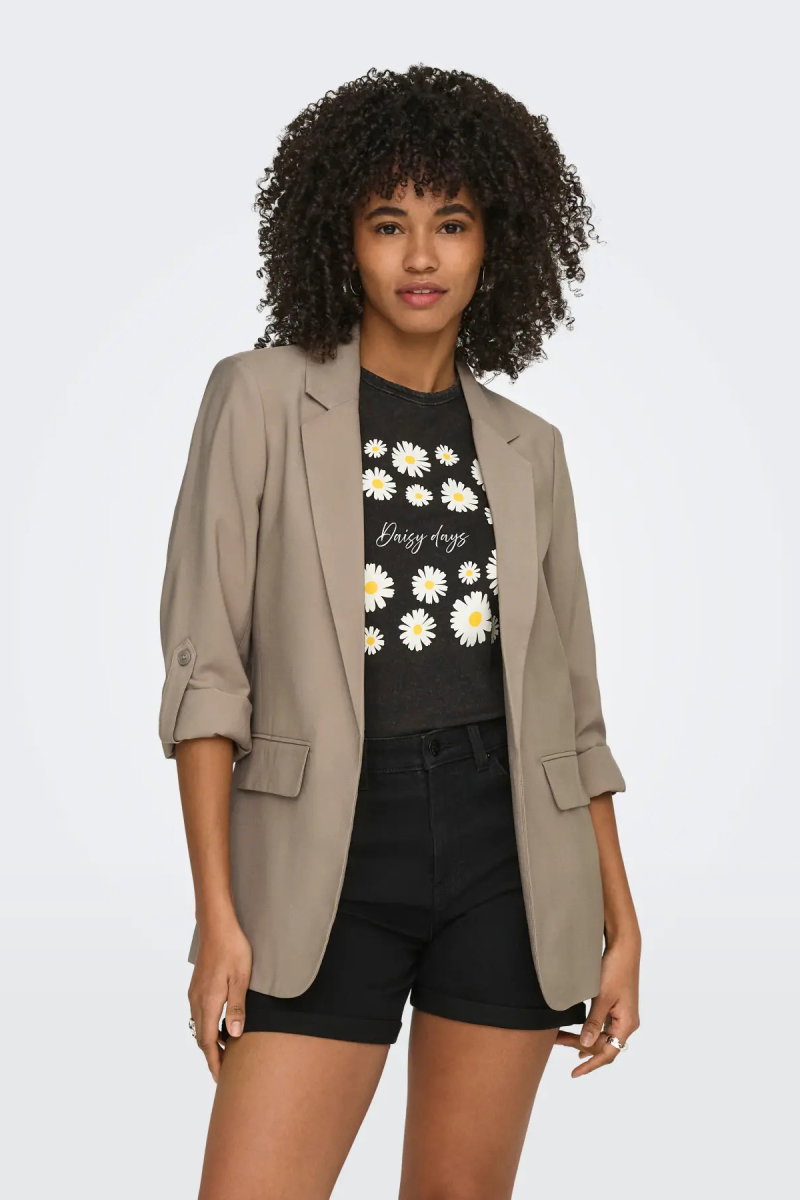 Only Kadın Onlarıs Rahat Kalıp Kolu Katlanabilir Blazer Ceket 15310839 Vizon - Only