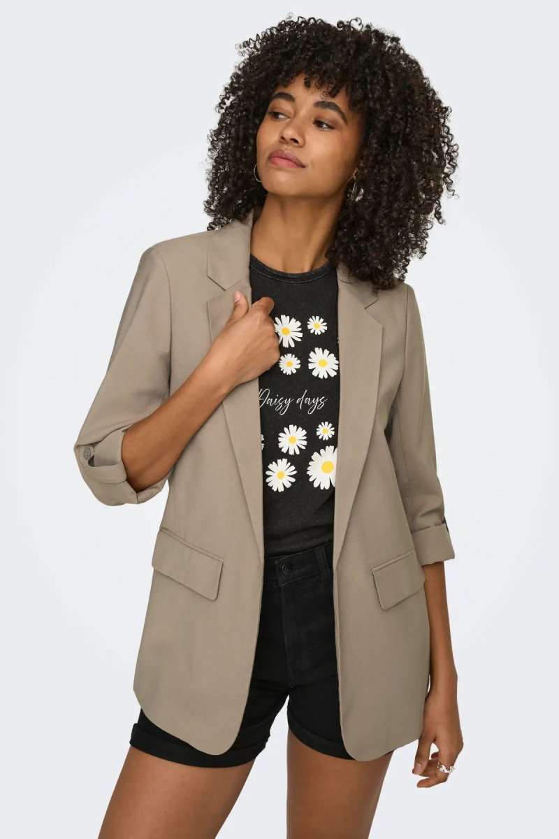 Only Kadın Onlarıs Rahat Kalıp Kolu Katlanabilir Blazer Ceket 15310839 Vizon - 2