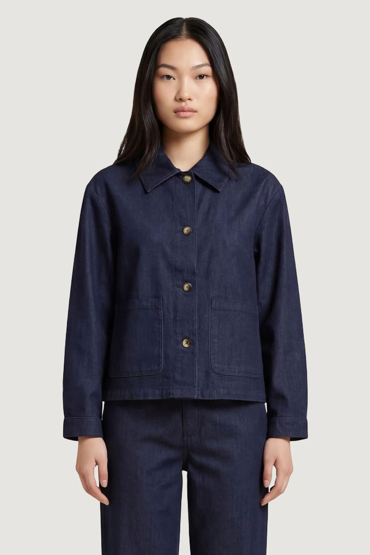 Only Kadın Onlashby Çift Cepli Düğmeli Jean Ceket 15364598 Koyu Mavi - 2