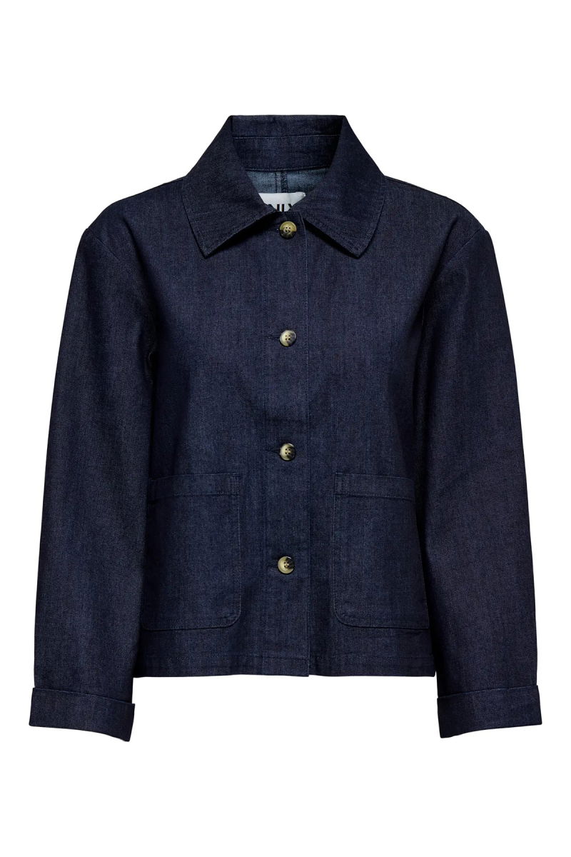 Only Kadın Onlashby Çift Cepli Düğmeli Jean Ceket 15364598 Koyu Mavi - 4