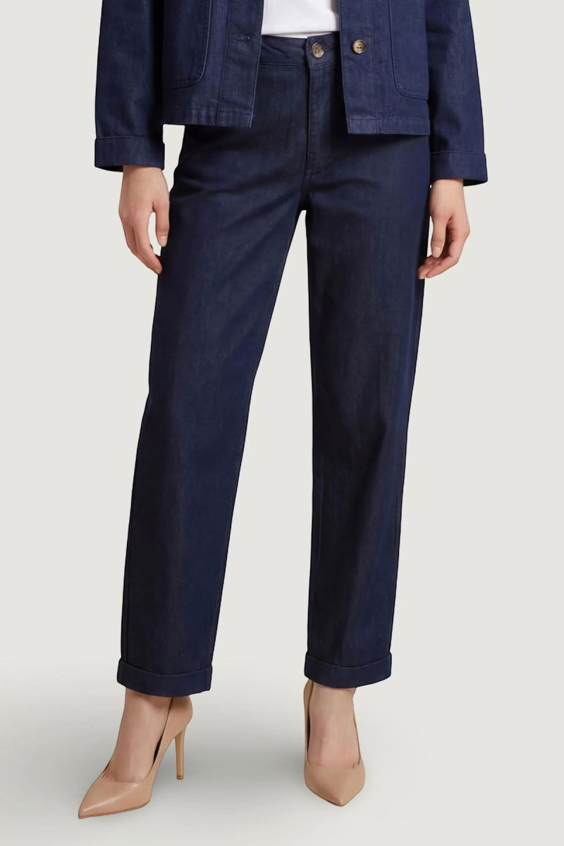 Only Kadın Onlashby Düz Kesim Duble Paça Jean Pantolon 15364600 Koyu Mavi - 2