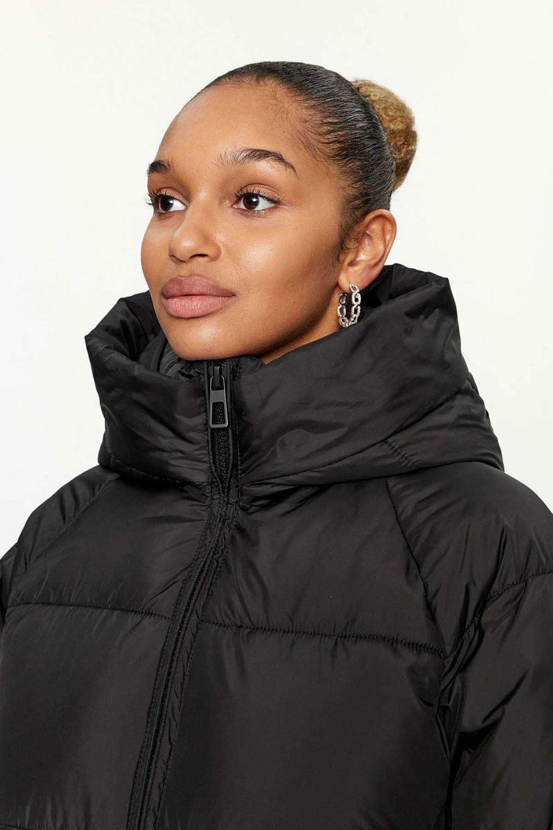 Only Kadın Onlasta Rahat Kalıp Kapüşonlu Uzun Puffer Mont 15293818 Siyah - 3