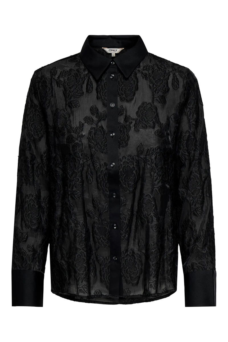 Only Kadın Onlava Uzun Kollu Dantel Detaylı Gömlek 15354748 Siyah - Only