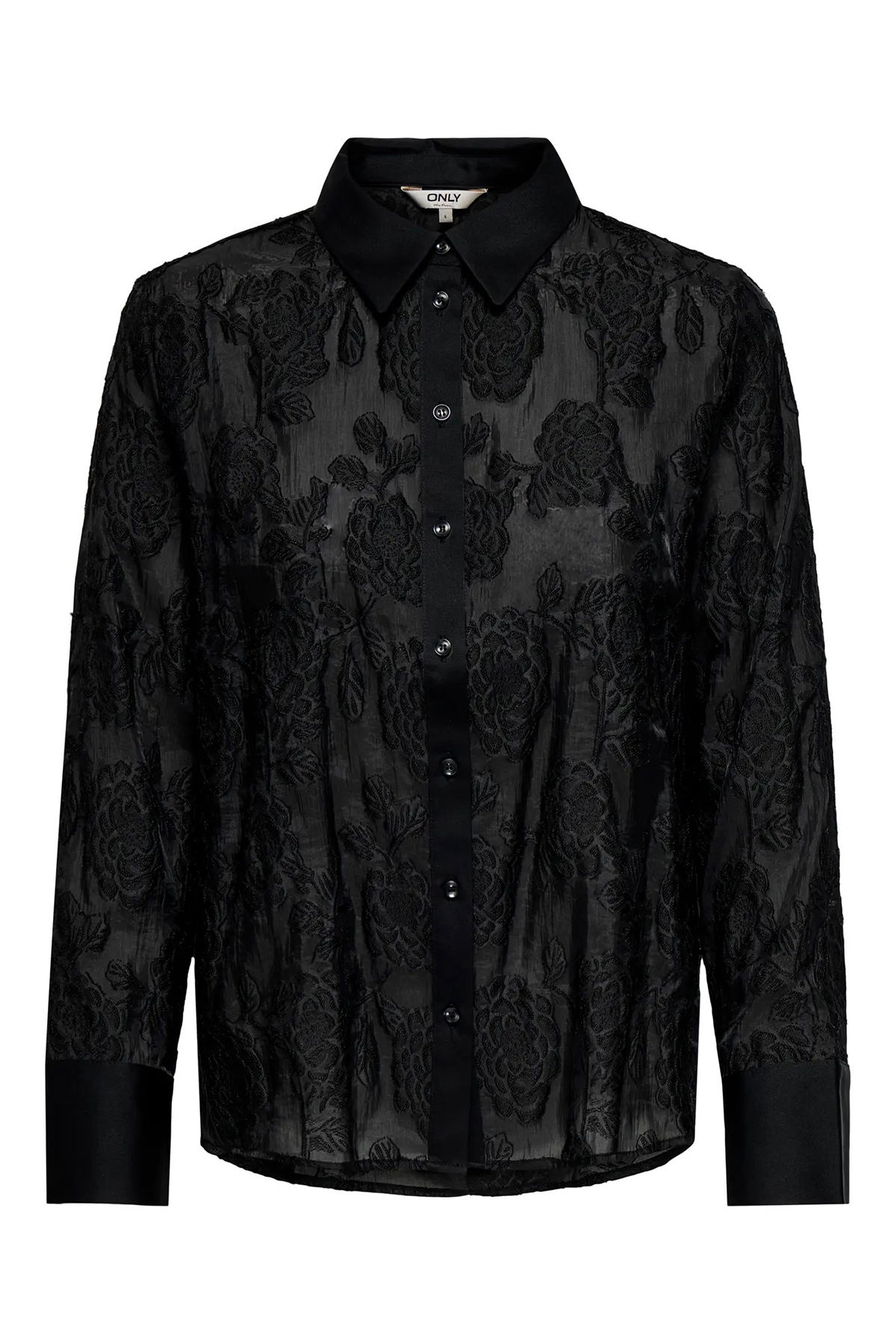 Only Kadın Onlava Uzun Kollu Dantel Detaylı Gömlek 15354748 Siyah - 1