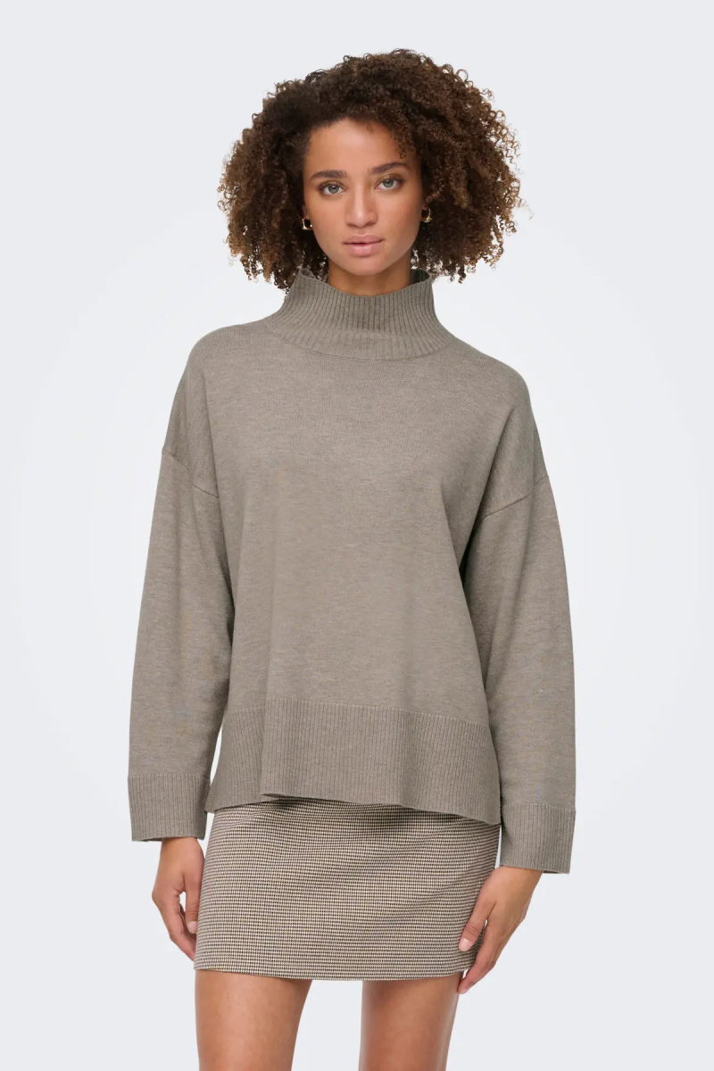 Only Kadın Onlcoco Balıkçı Yaka Uzun Kollu Örme Kazak 15349969 Bej - Only