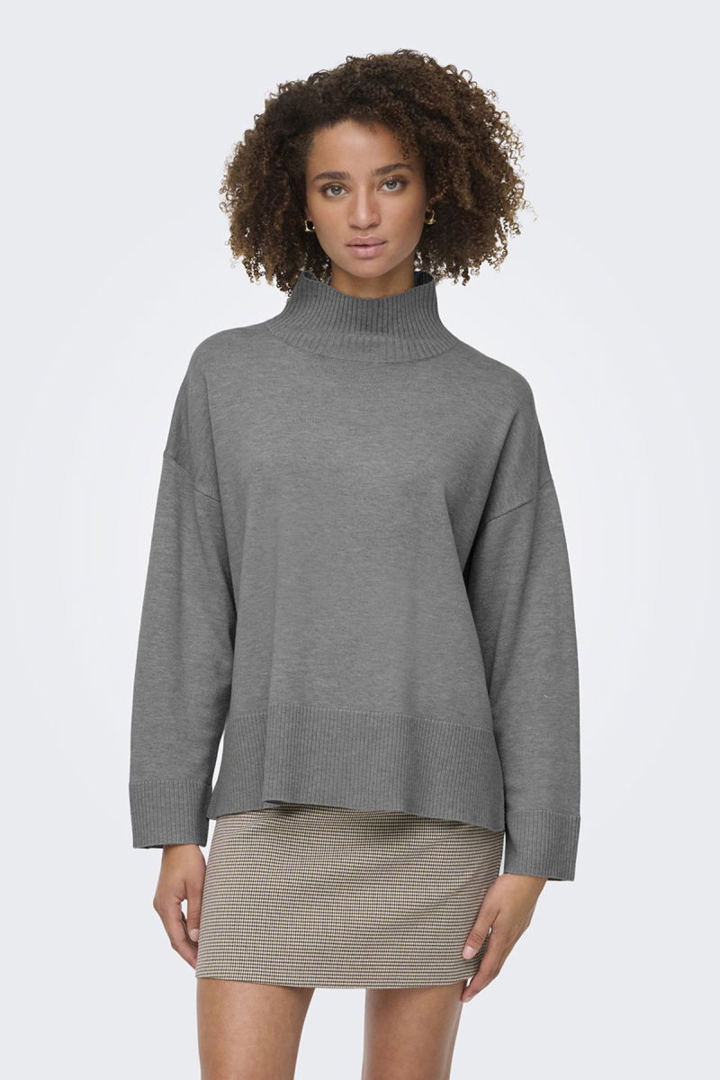 Only Kadın Onlcoco Balıkçı Yaka Uzun Kollu Örme Kazak 15349969 Gri - Only