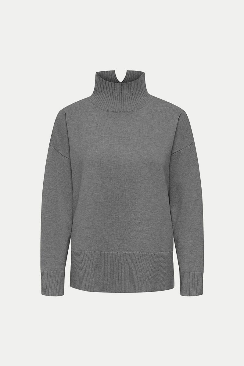 Only Kadın Onlcoco Balıkçı Yaka Uzun Kollu Örme Kazak 15349969 Gri - 3