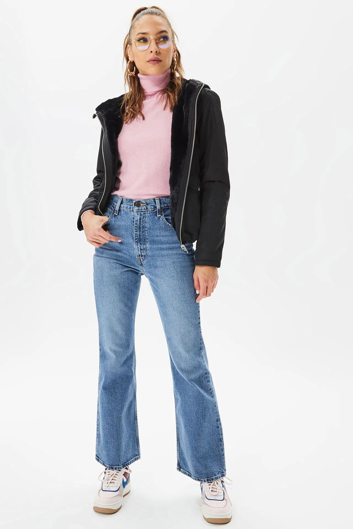 Only Kadın Onldahlıa Çift Taraflı Kapüşonlu Kürk Mont 15208777 Black - 2