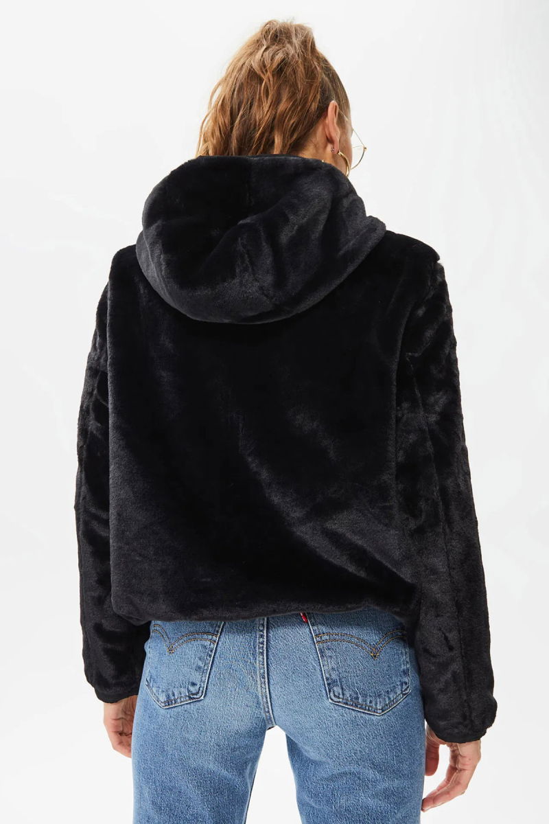 Only Kadın Onldahlıa Çift Taraflı Kapüşonlu Kürk Mont 15208777 Black - 5