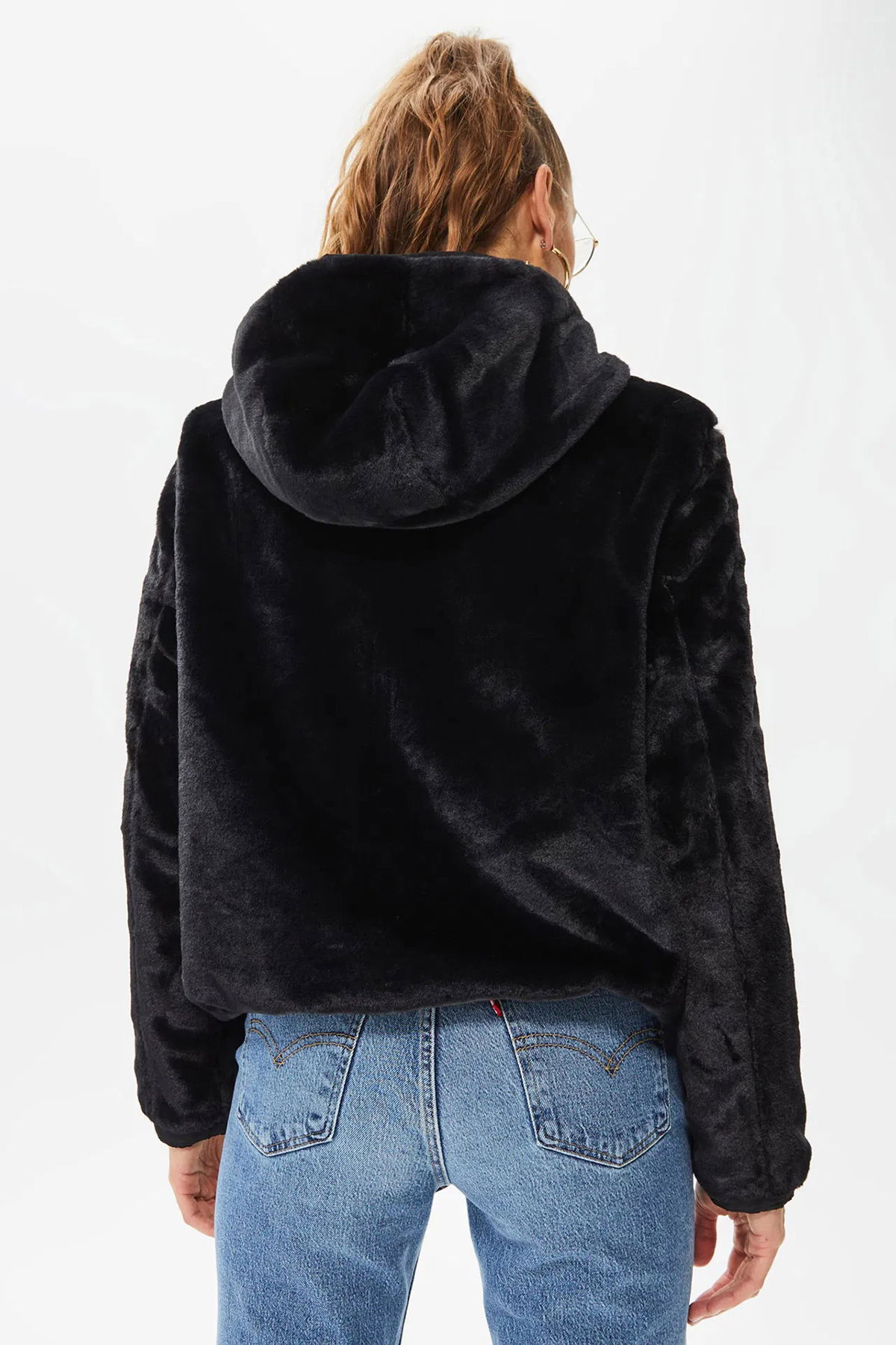 Only Kadın Onldahlıa Çift Taraflı Kapüşonlu Kürk Mont 15208777 Black - 5