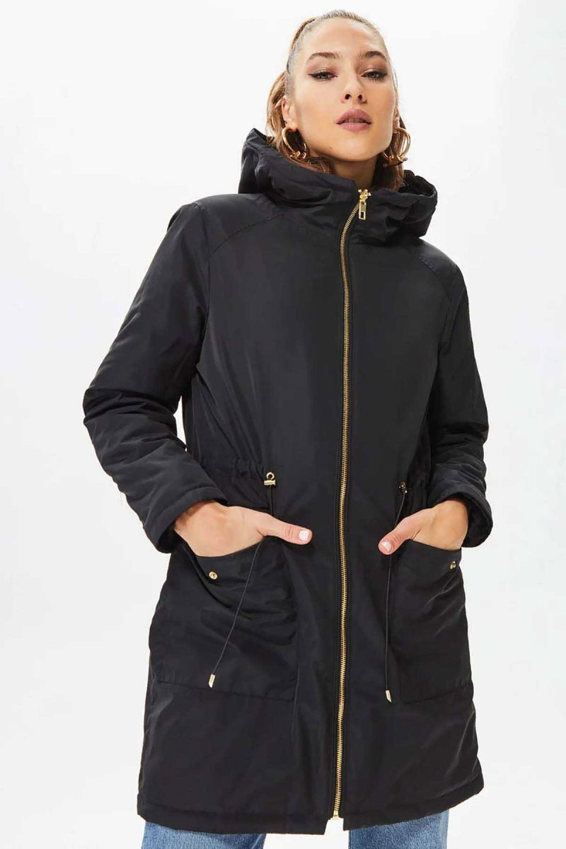 Only Kadın Onldahlıa Kapüşonlu Tam Fermuarlı Parka 15208727 Siyah - Only