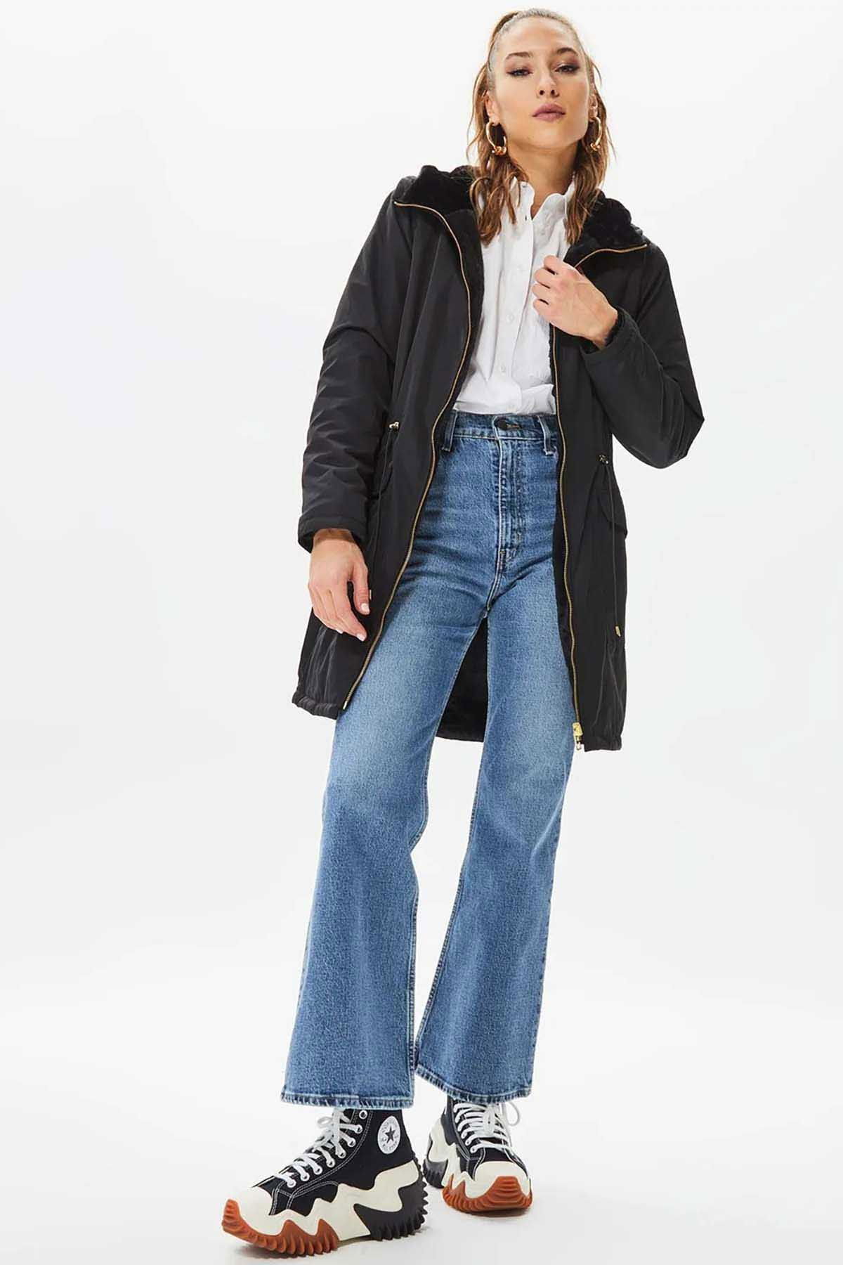 Only Kadın Onldahlıa Kapüşonlu Tam Fermuarlı Parka 15208727 Siyah - 2