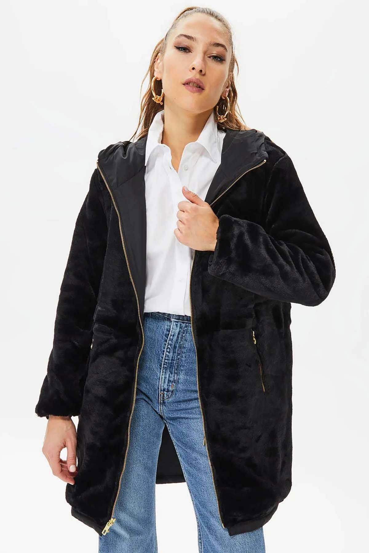 Only Kadın Onldahlıa Kapüşonlu Tam Fermuarlı Parka 15208727 Siyah - 3