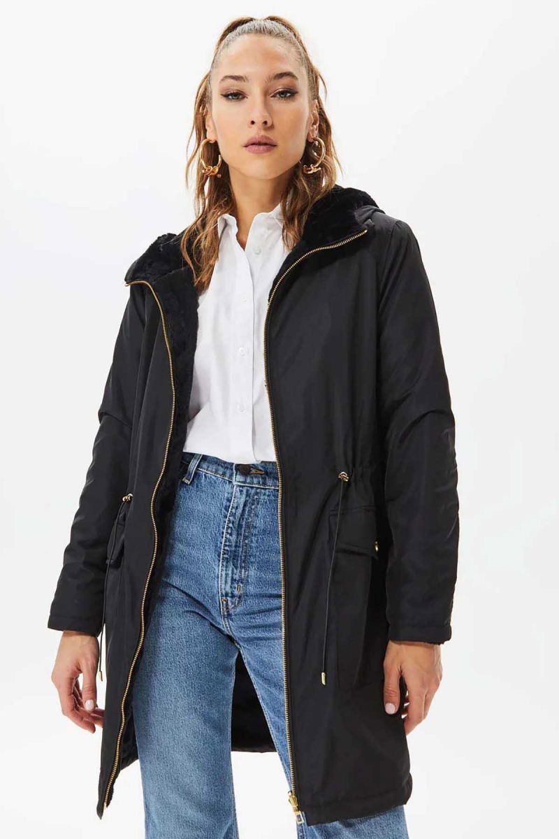 Only Kadın Onldahlıa Kapüşonlu Tam Fermuarlı Parka 15208727 Siyah - 6