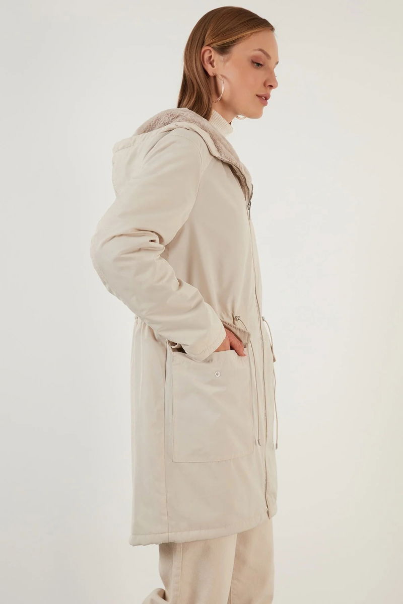 Only Kadın Onldahlıa Kapüşonlu Tam Fermuarlı Parka 15208727 Taş - 2