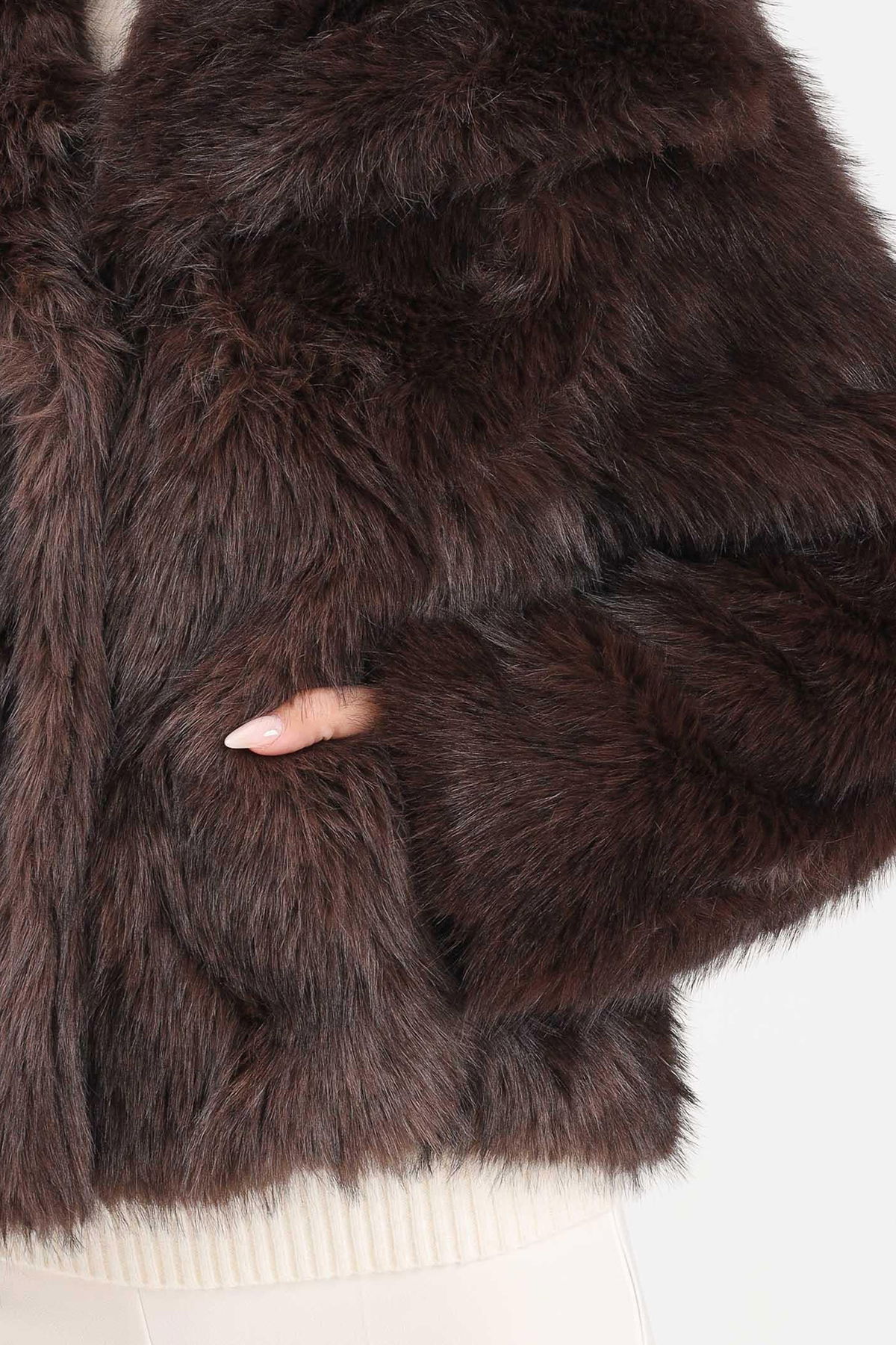 Only Kadın Onldawn Suni Kürk Mont 15348977 Kahverengi - 4