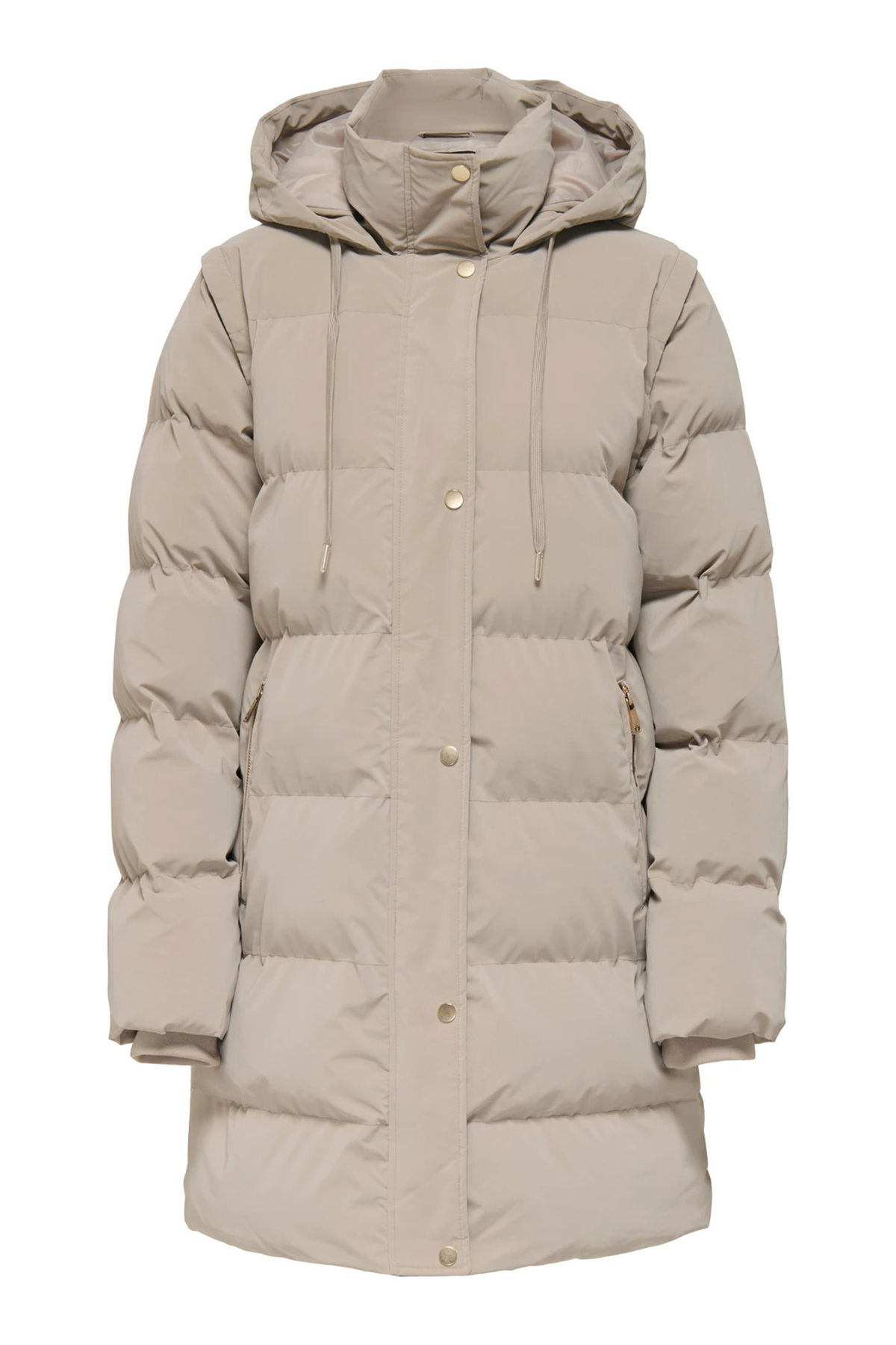 Only Kadın Onldıxıe Kapüşonlu Uzun Şişme Mont 15349120 Taş - 1