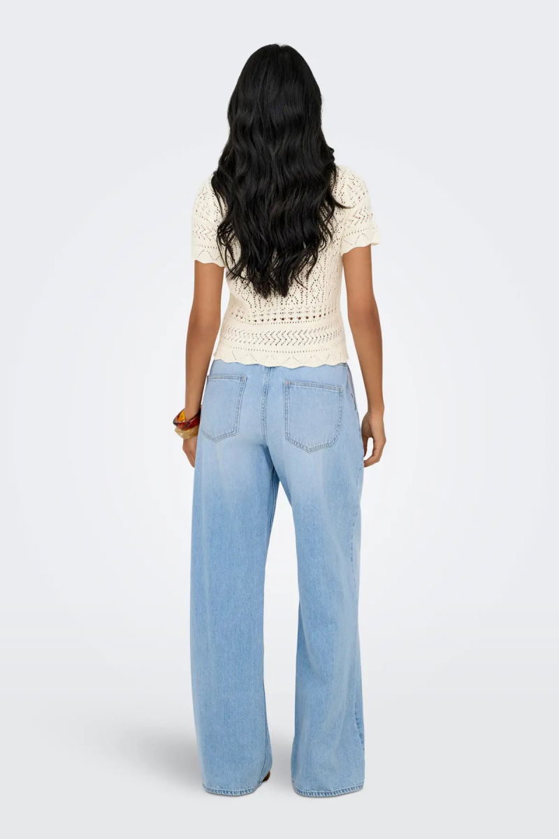 Only Kadın Onlelke Ajurlu Kısa Kollu Kazak 15370940 Ekru - 4