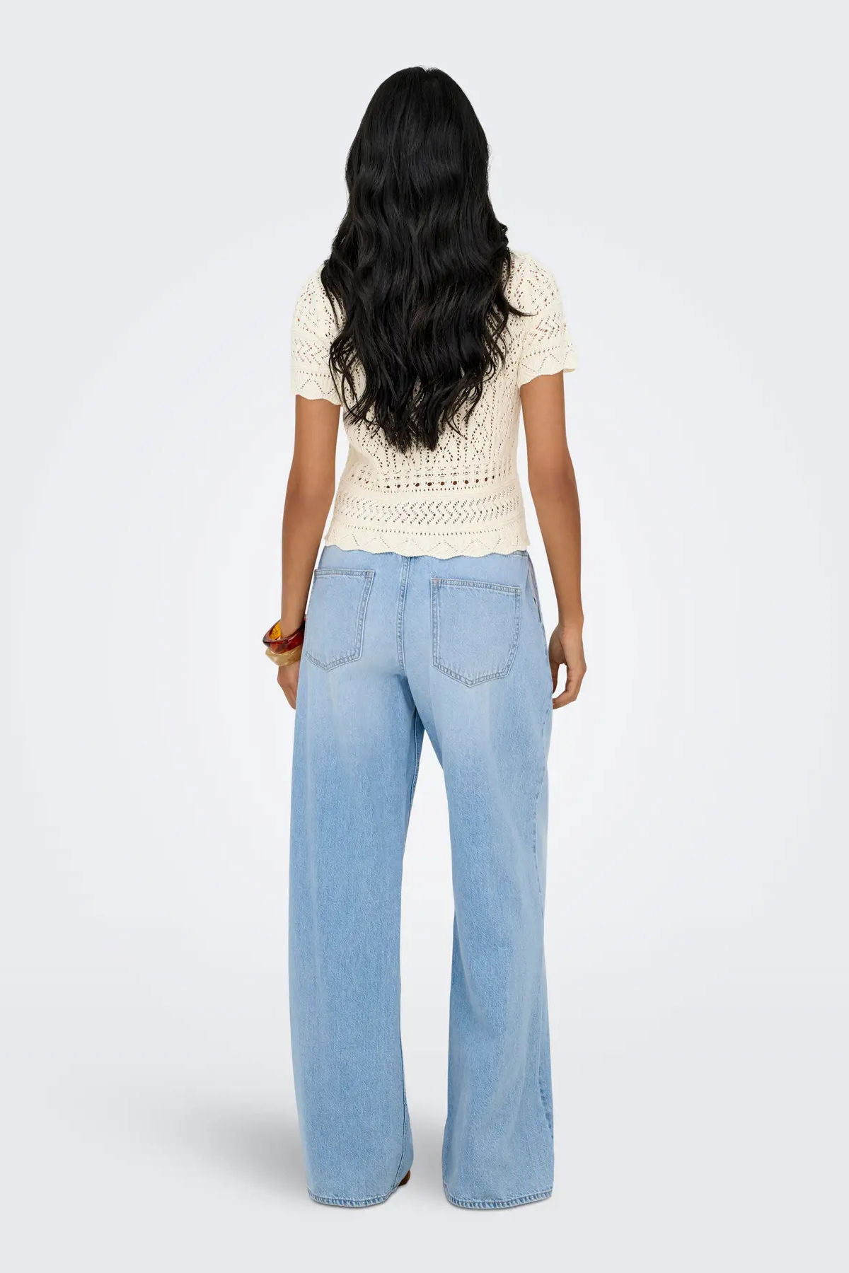 Only Kadın Onlelke Ajurlu Kısa Kollu Kazak 15370940 Ekru - 4