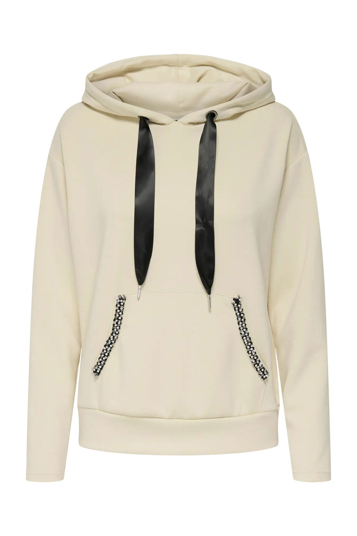 Only Kadın Onlfancy Kapüşonlu Kanguru Cepli Sweatshirt 15303838 Ekru - 2