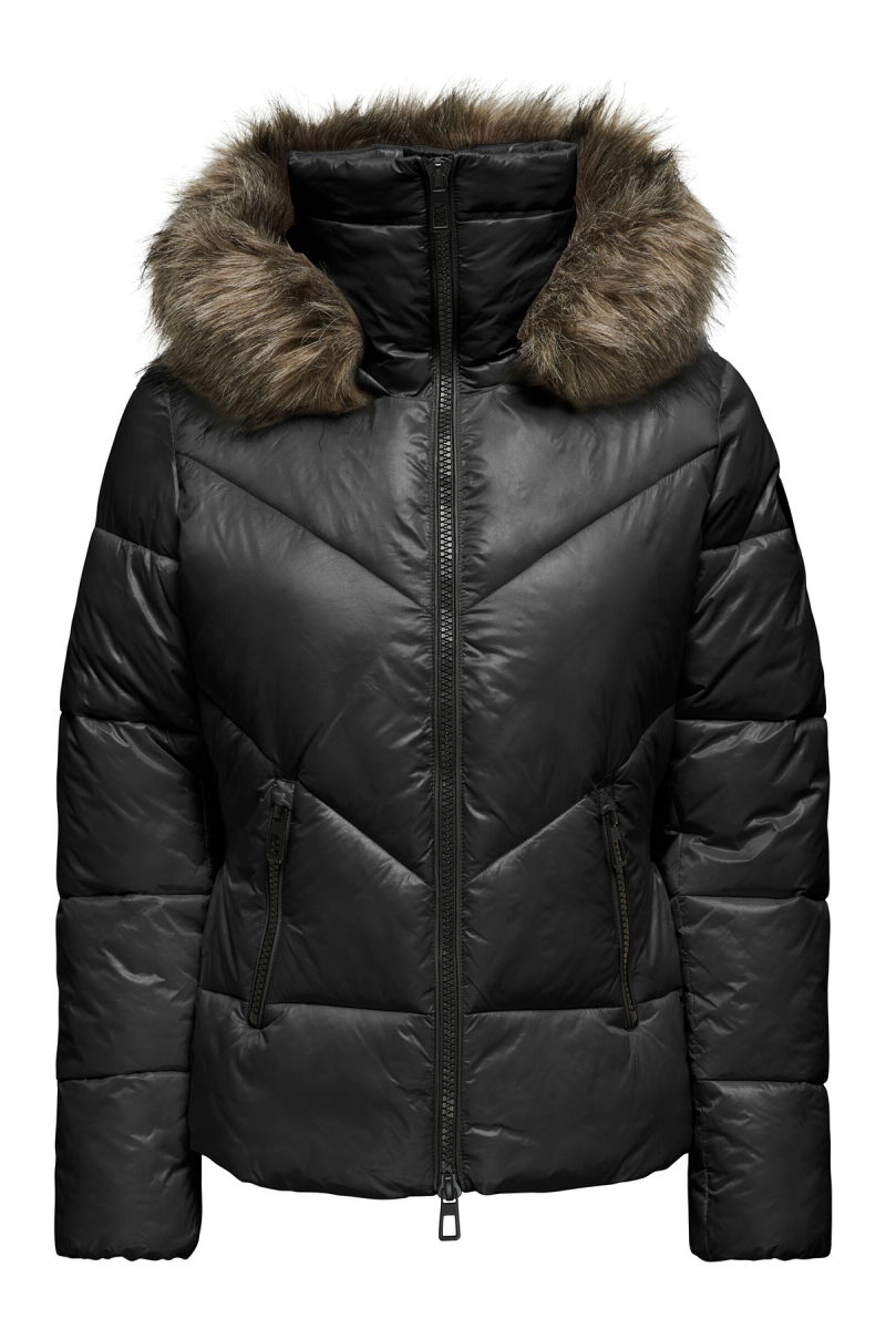 Only Kadın Onlfever Kapüşonu Kürklü Puffer Mont 15322003 Siyah - 3