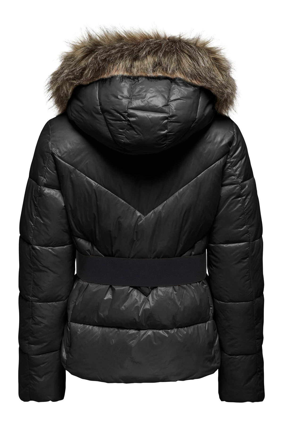 Only Kadın Onlfever Kapüşonu Kürklü Puffer Mont 15322003 Siyah - 4