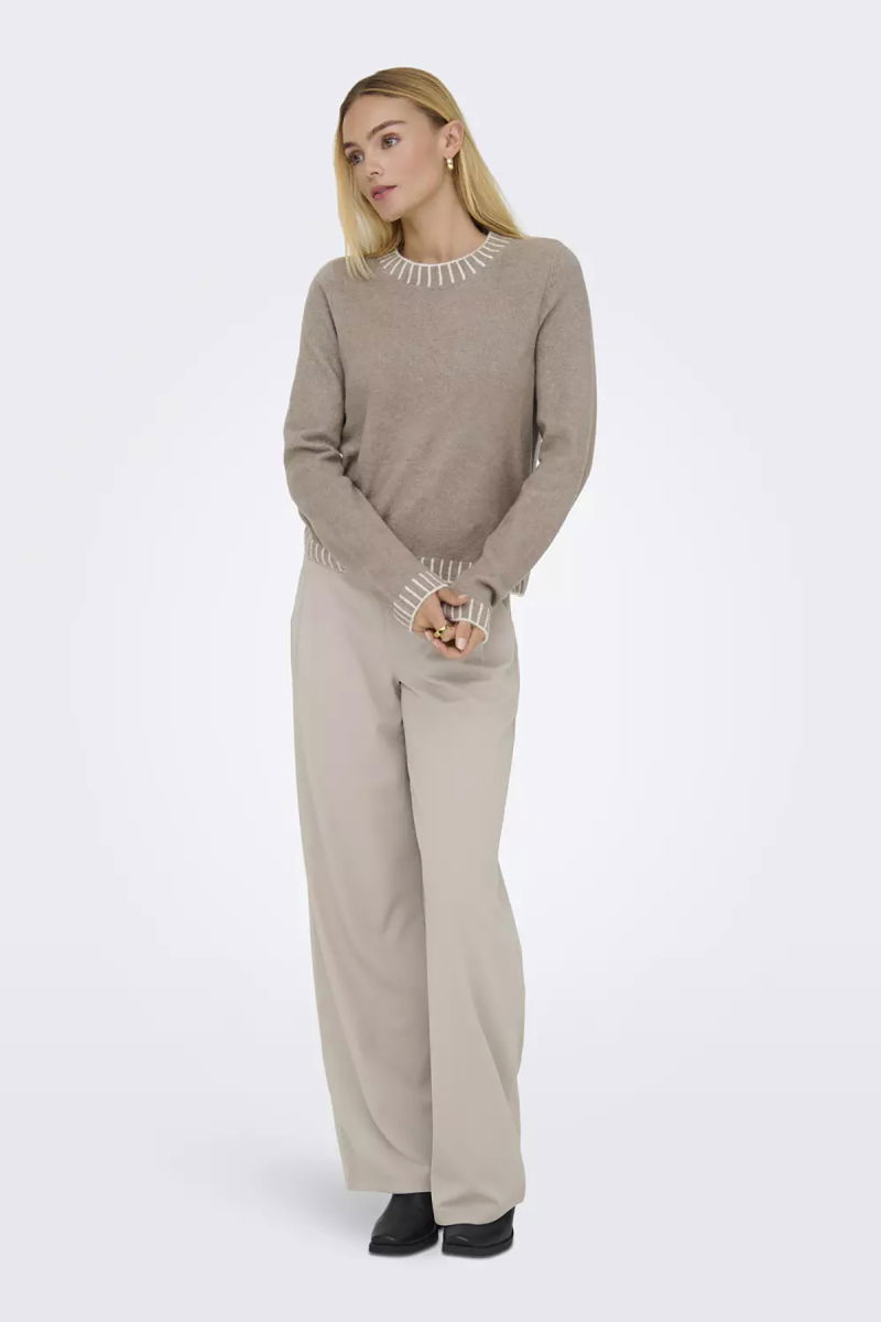 Only Kadın Onlfına Bisiklet Yaka Yünlü Örme Kazak 15350496 Vizon - 3