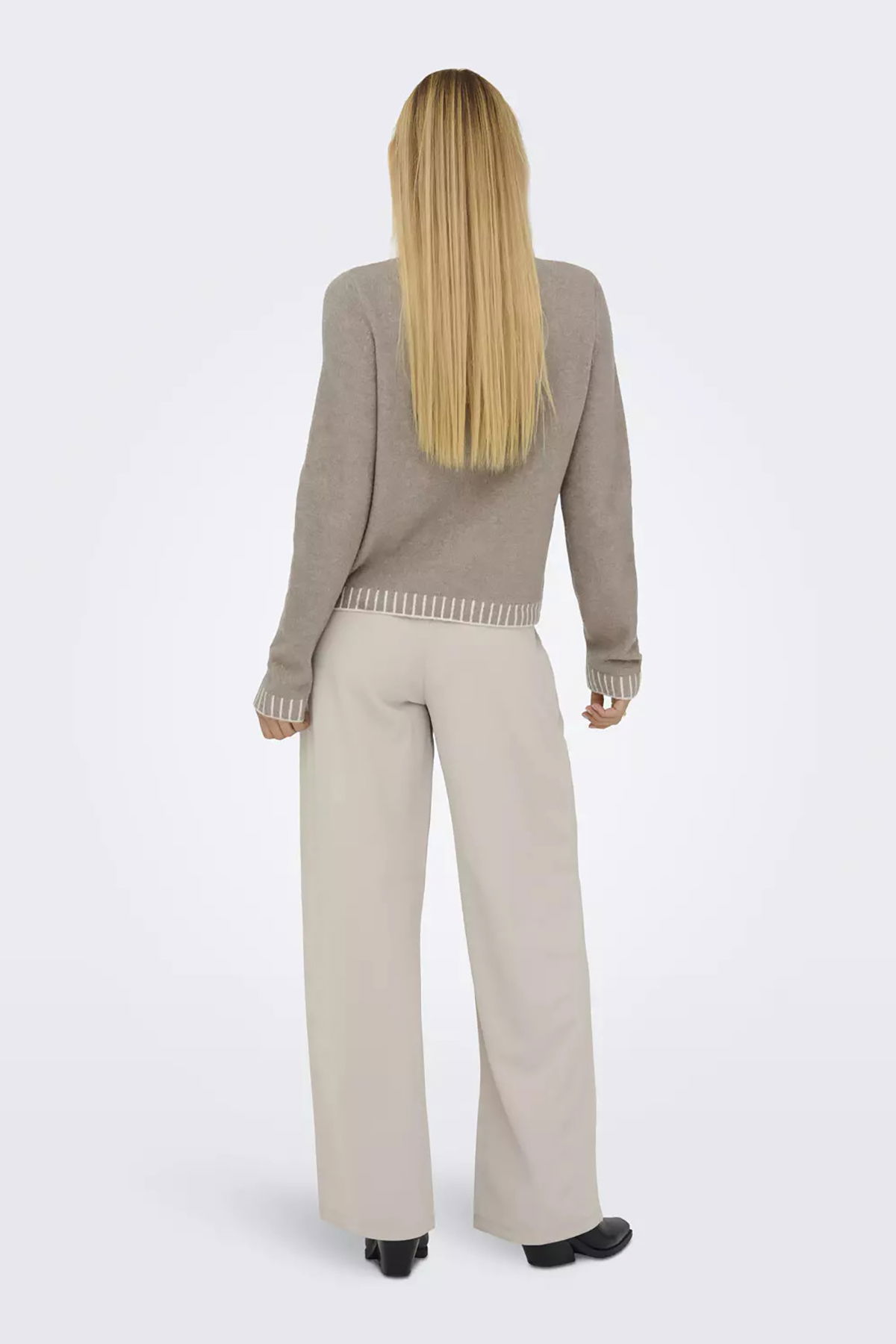 Only Kadın Onlfına Bisiklet Yaka Yünlü Örme Kazak 15350496 Vizon - 4