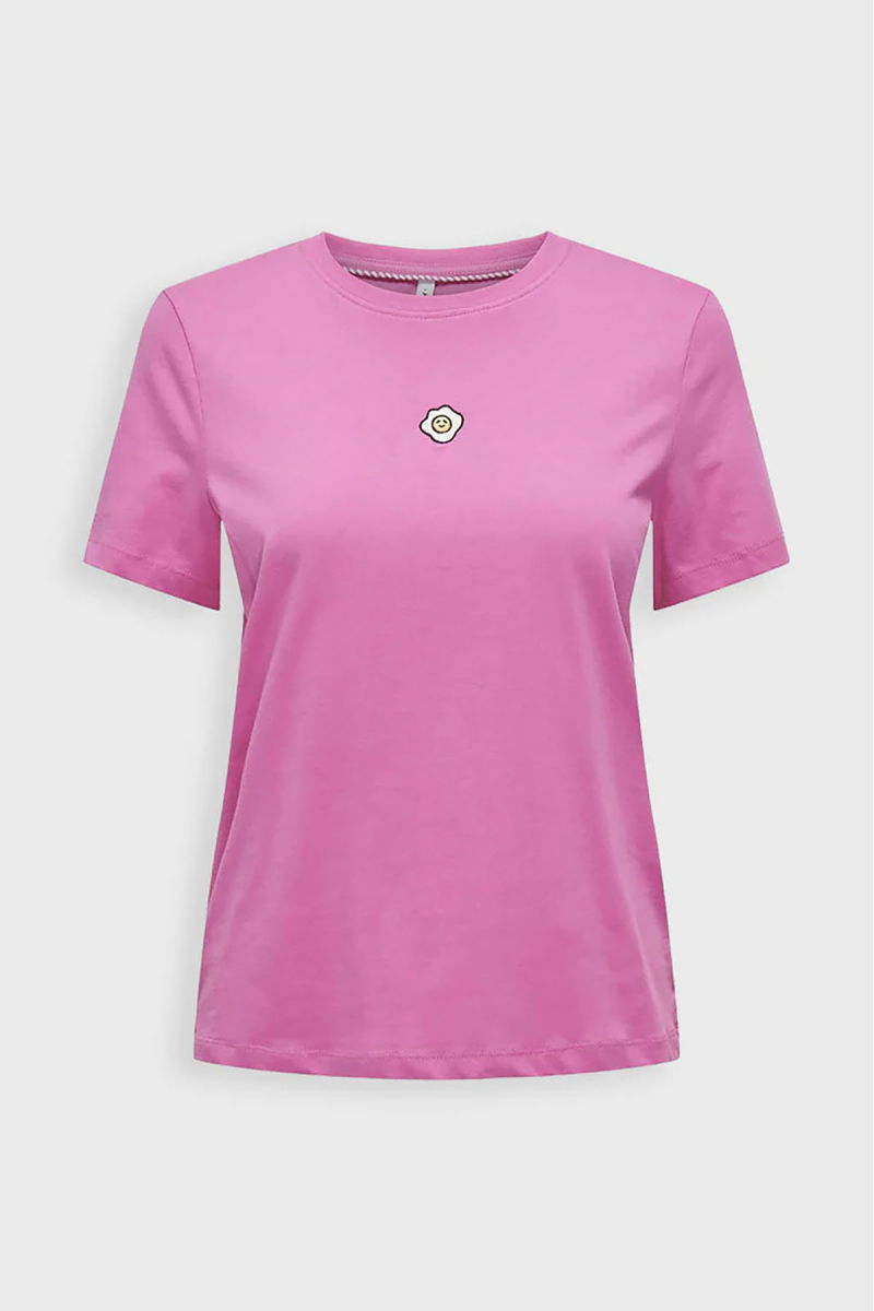 Only Kadın Onlfoodıe Baskı ve Yazı Detaylı Kısa Kol %100 Pamuk T-Shirt 15316728 Pembe - 1