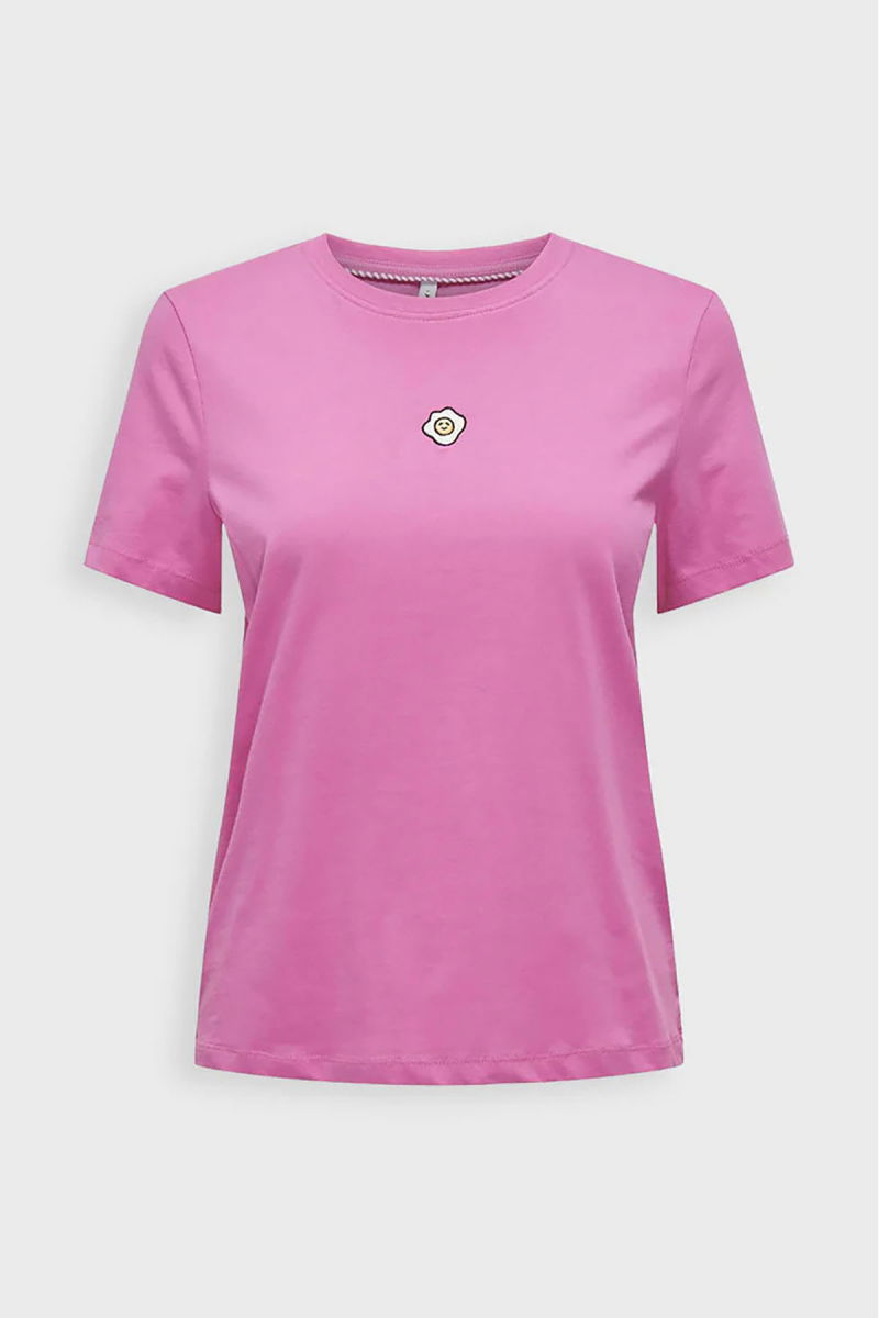 Only Kadın Onlfoodıe Baskı ve Yazı Detaylı Kısa Kol %100 Pamuk T-Shirt 15316728 Pembe - Only