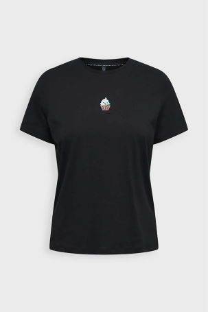 Only Kadın Onlfoodıe Baskı ve Yazı Detaylı Kısa Kol %100 Pamuk T-Shirt 15316728 Siyah 