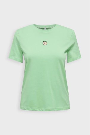 Only Kadın Onlfoodıe Baskı ve Yazı Detaylı Kısa Kol %100 Pamuk T-Shirt 15316728 Yeşil 
