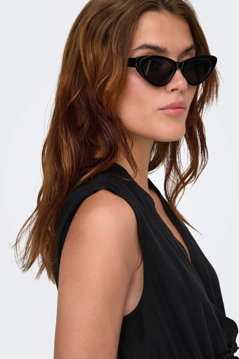 Only Kadın Onlgoa Kruvaze Yaka Beli Lastikli Keten Maxi Elbise 15363694 Siyah - 4