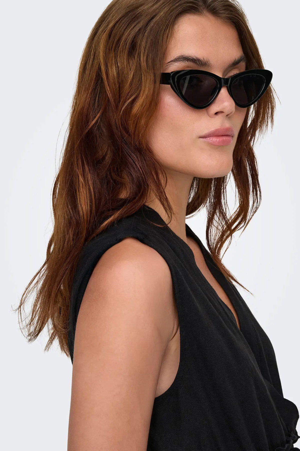 Only Kadın Onlgoa Kruvaze Yaka Beli Lastikli Keten Maxi Elbise 15363694 Siyah - 4