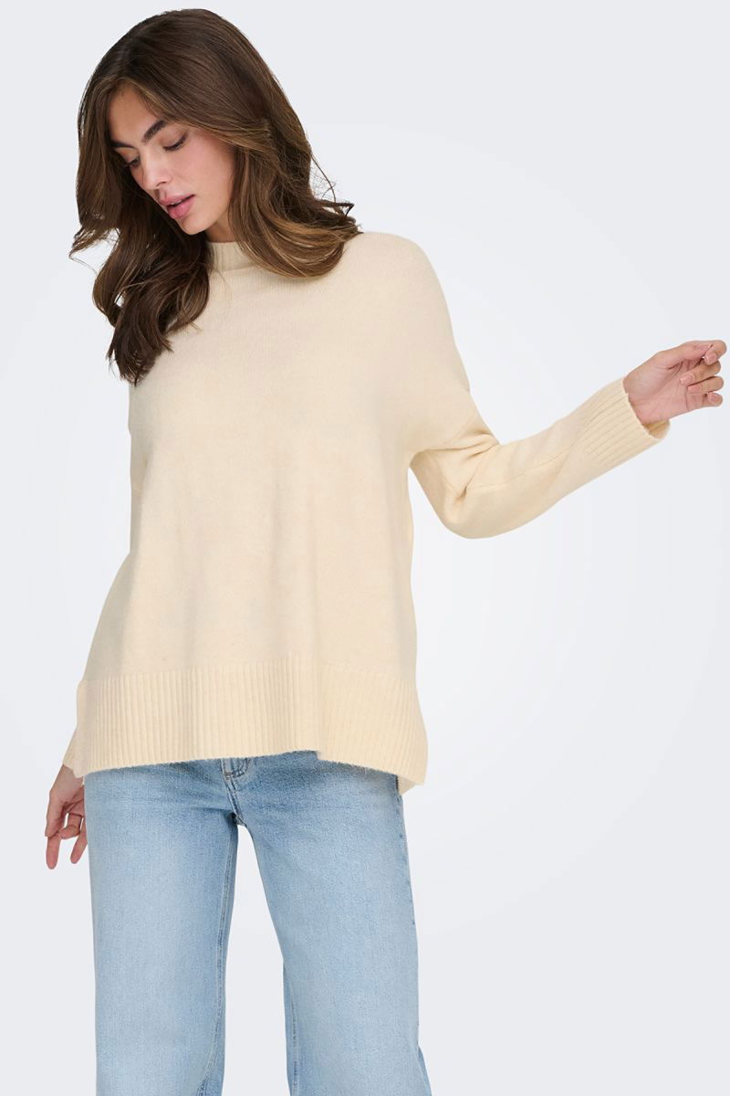 Only Kadın Onlhazel Yarım Balıkçı Oversize Yünlü Örme Kazak 15352853 Krem - 2