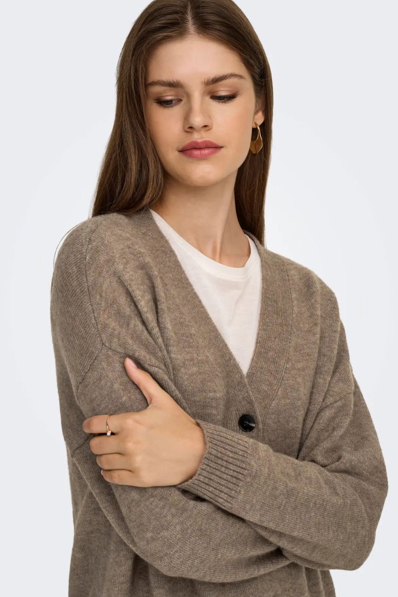 Only Kadın Onlhouston V Yaka Uzun Kollu Yünlü Hırka 15353192 Fındık - 2