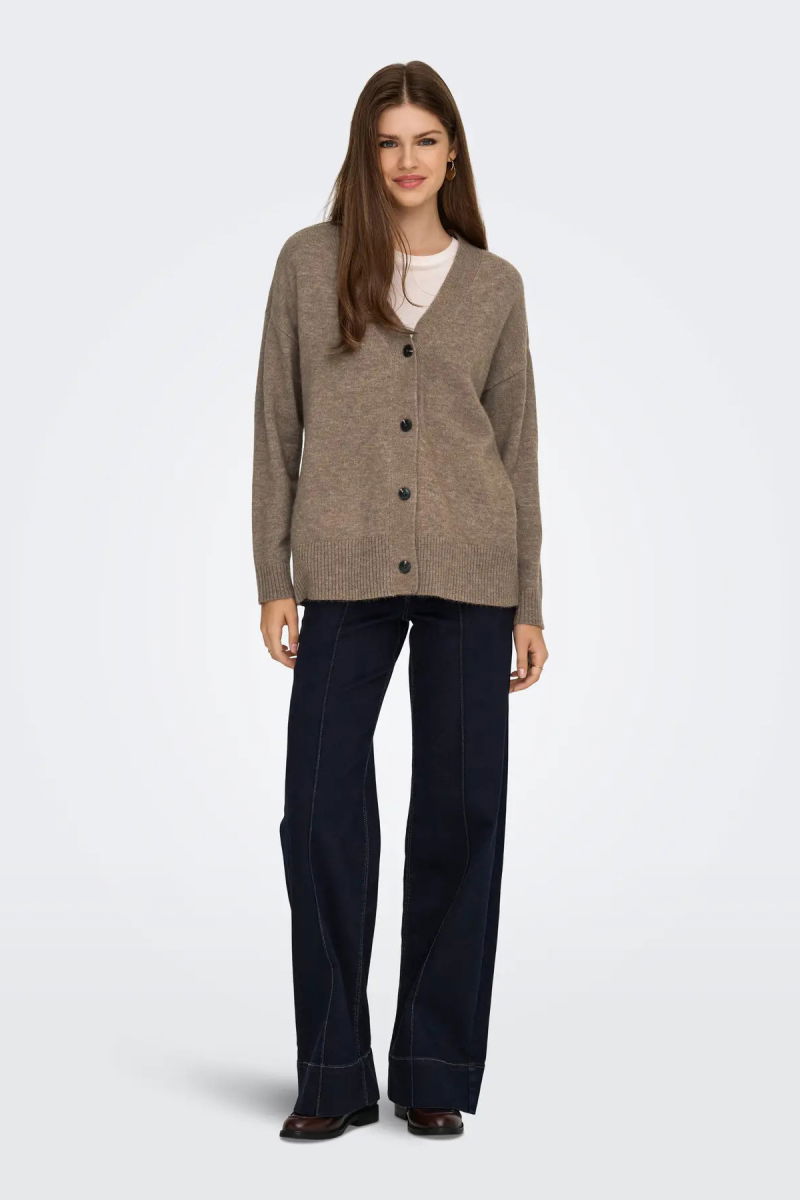 Only Kadın Onlhouston V Yaka Uzun Kollu Yünlü Hırka 15353192 Fındık - 4