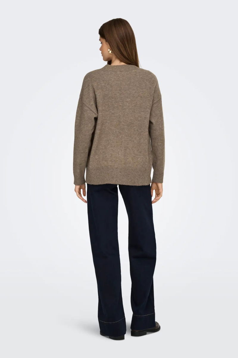 Only Kadın Onlhouston V Yaka Uzun Kollu Yünlü Hırka 15353192 Fındık - 5