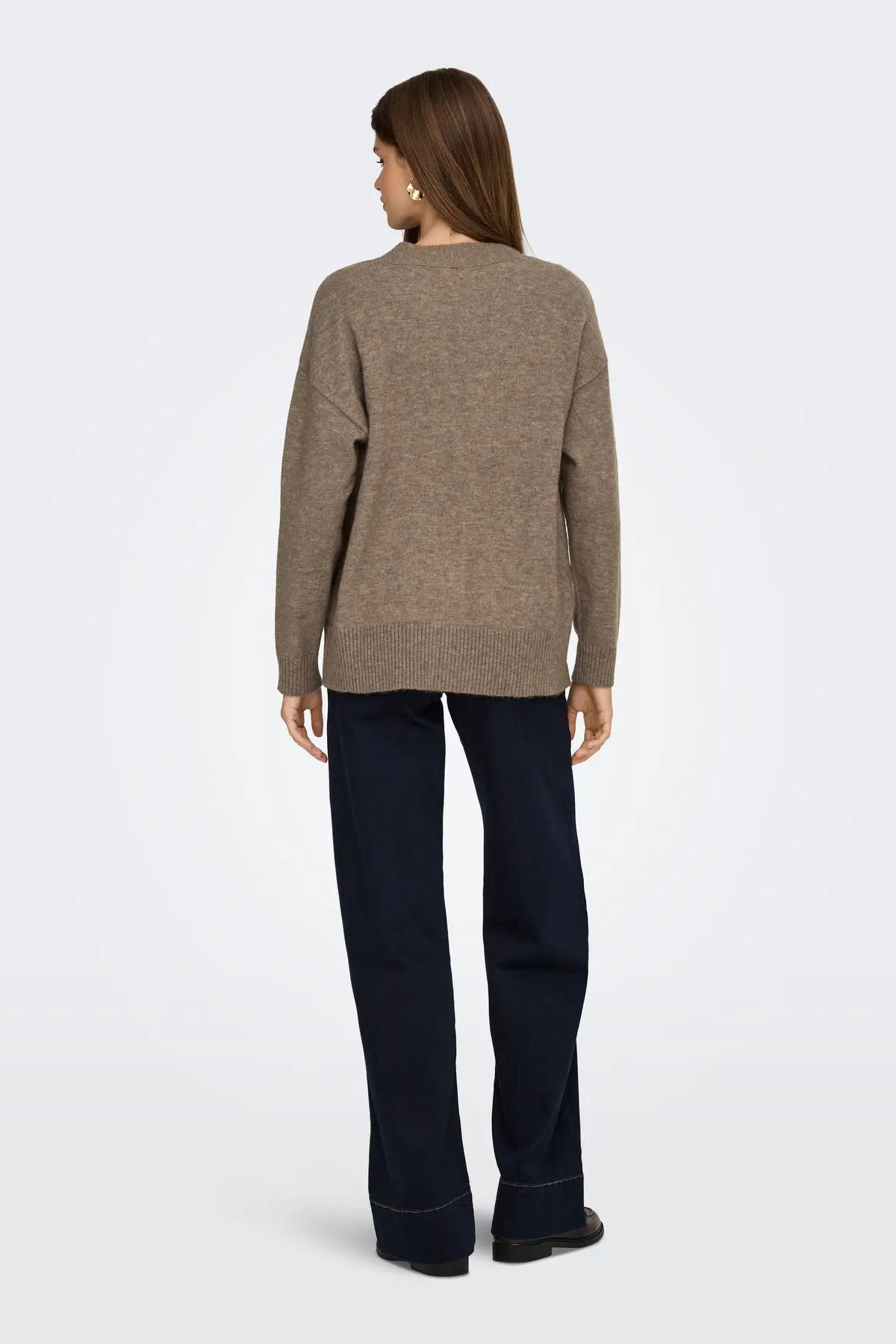 Only Kadın Onlhouston V Yaka Uzun Kollu Yünlü Hırka 15353192 Fındık - 5