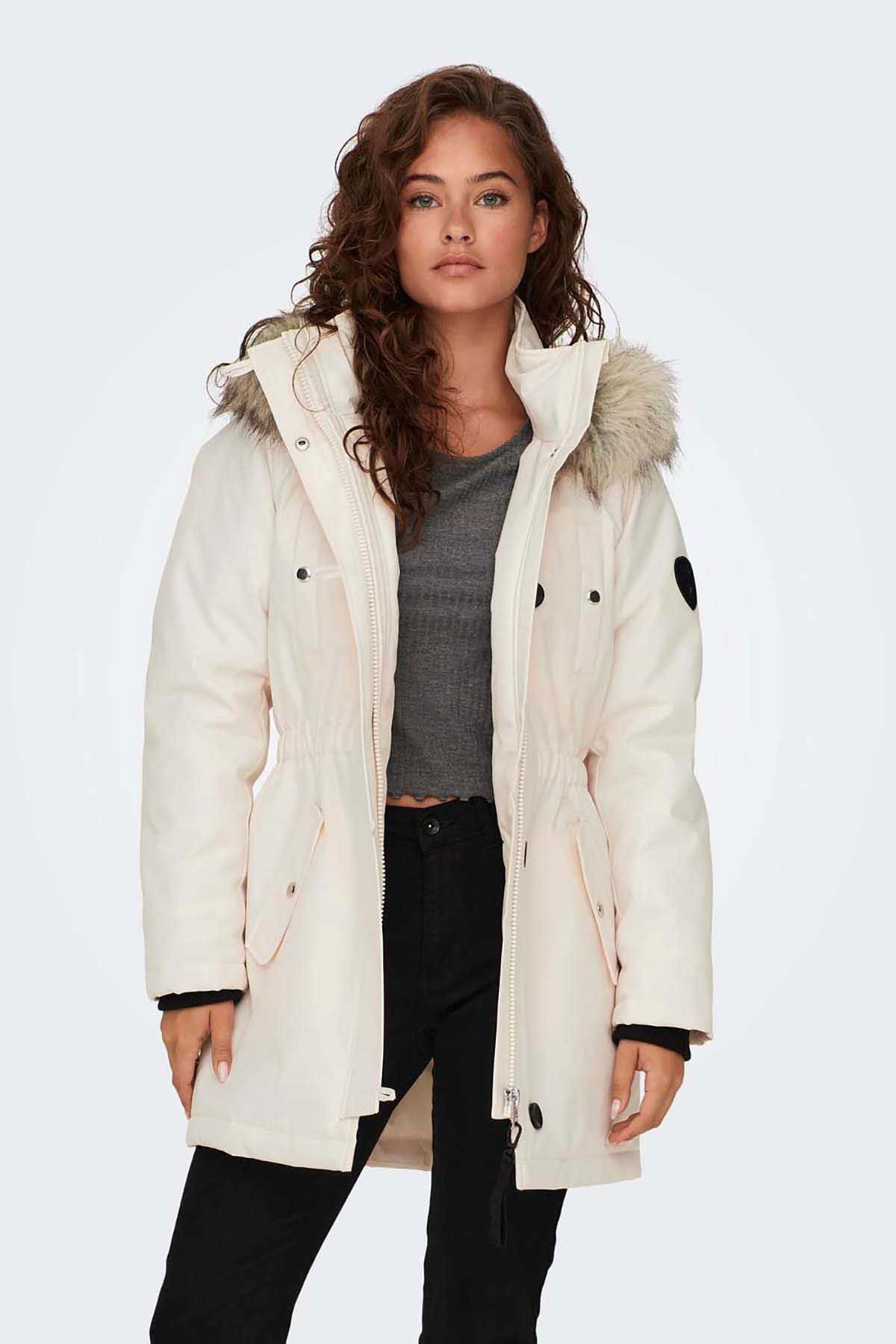 Only Kadın Onlırıs Kapüşonlu Parka 15304625 Krem - 1