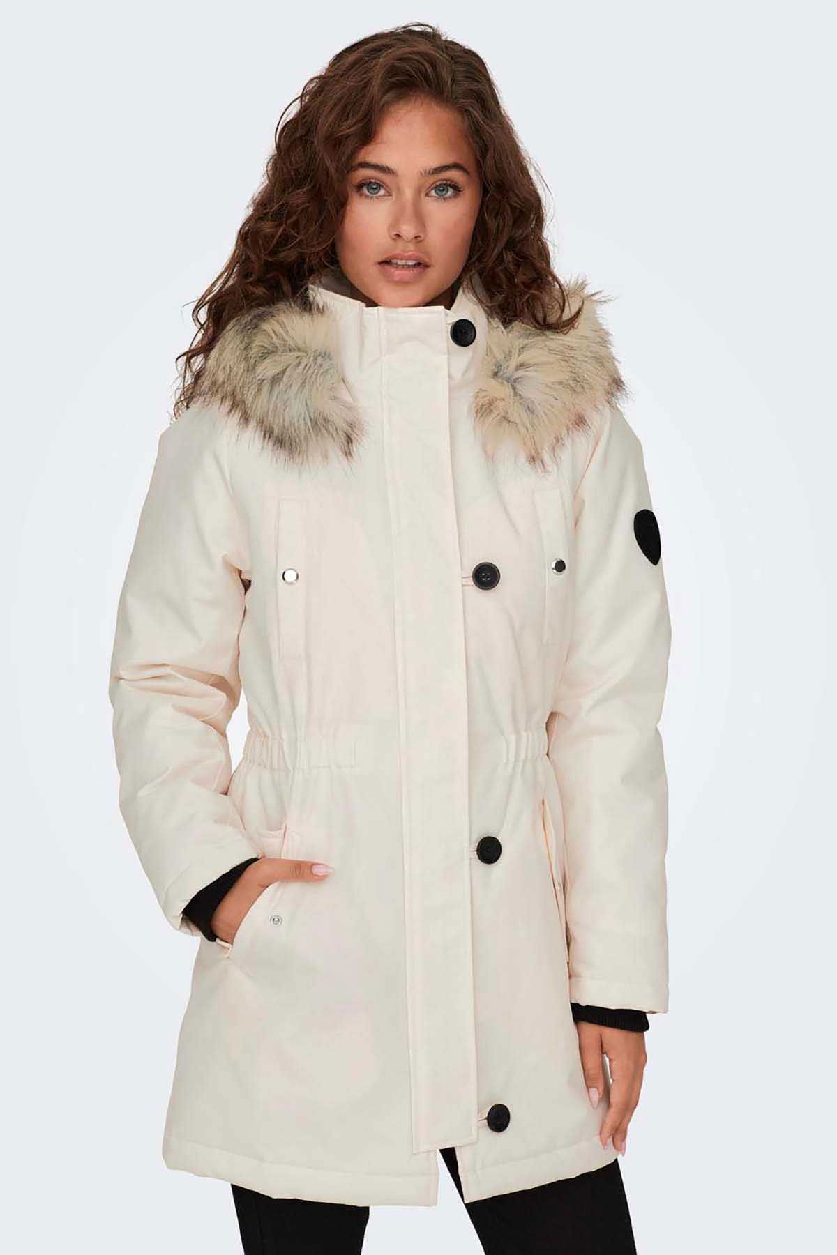 Only Kadın Onlırıs Kapüşonlu Parka 15304625 Krem - 3