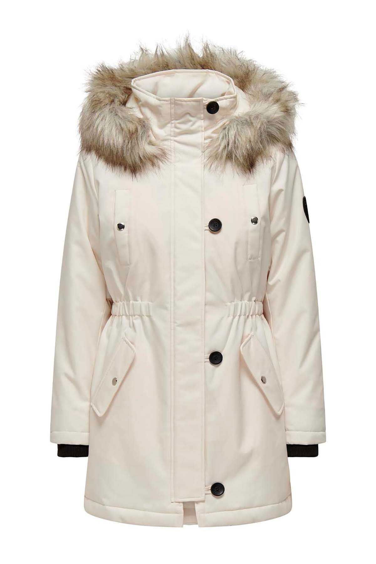 Only Kadın Onlırıs Kapüşonlu Parka 15304625 Krem - 6