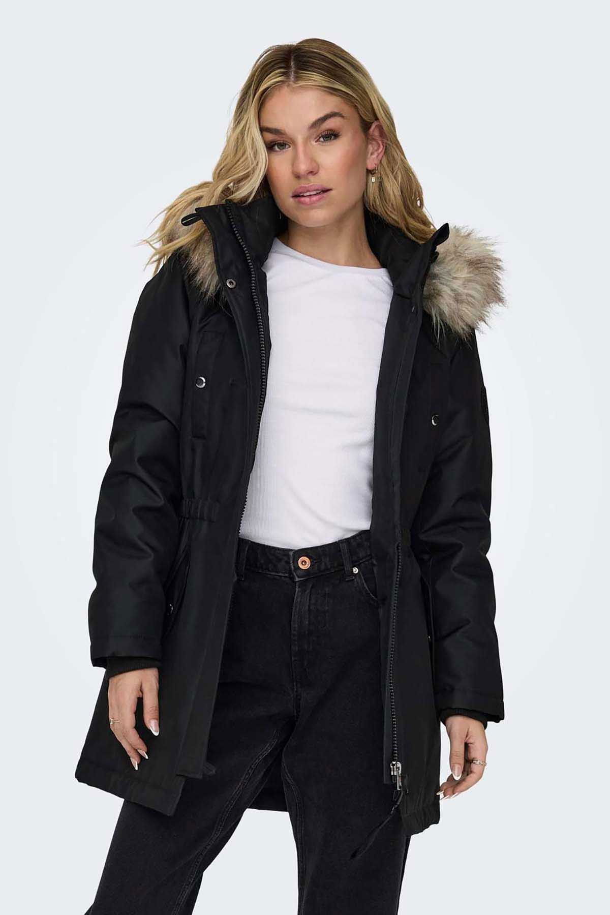 Only Kadın Onlırıs Kapüşonlu Parka 15304625 Siyah - 4