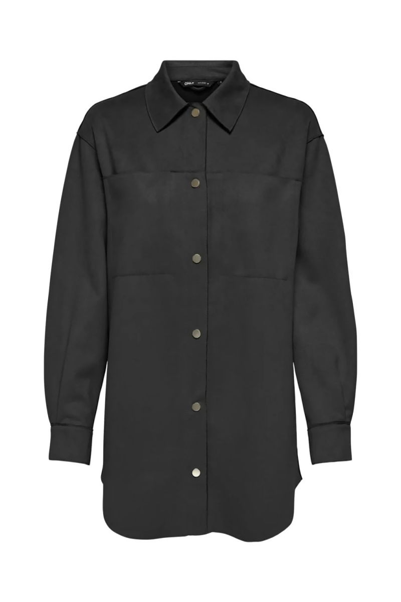 Only Kadın Onljolıne Düğmeli Uzun Süet Ceket 15322147 Siyah - Only