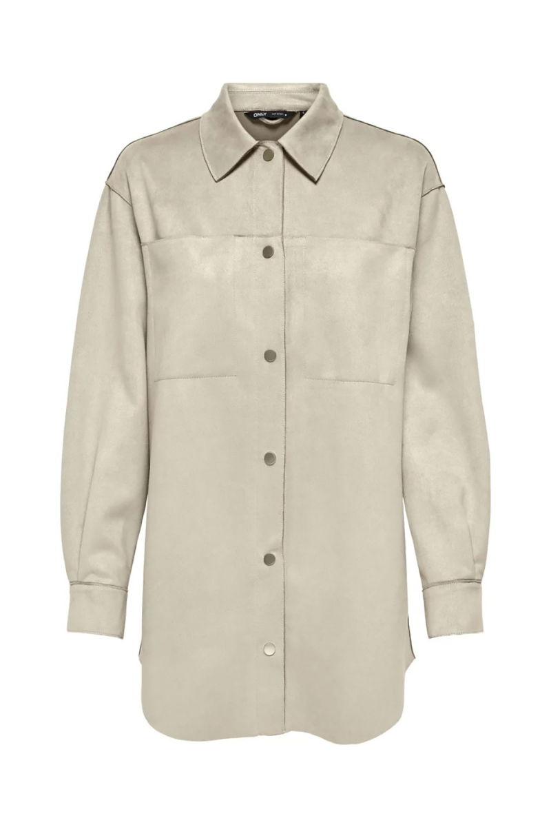 Only Kadın Onljolıne Düğmeli Uzun Süet Ceket 15322147 Taş - Only