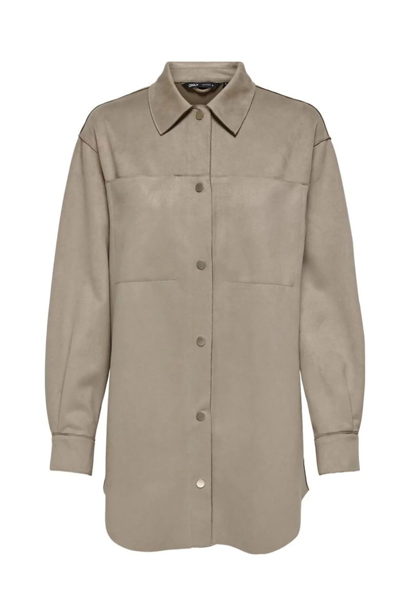 Only Kadın Onljolıne Düğmeli Uzun Süet Ceket 15322147 Vizon - Only